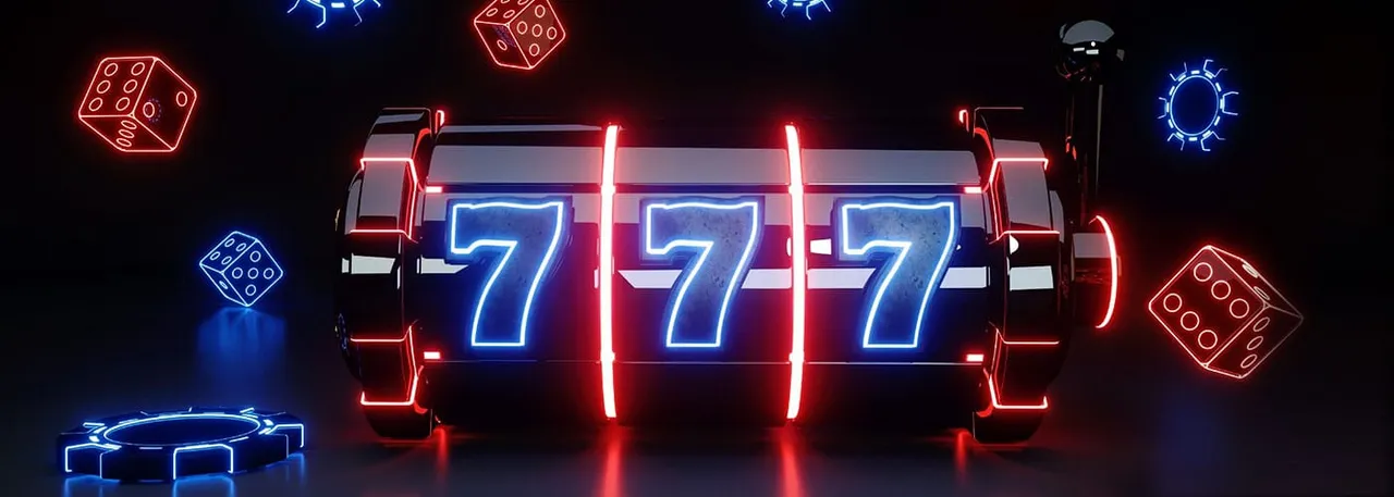 Neon slot reels and illuminated dice